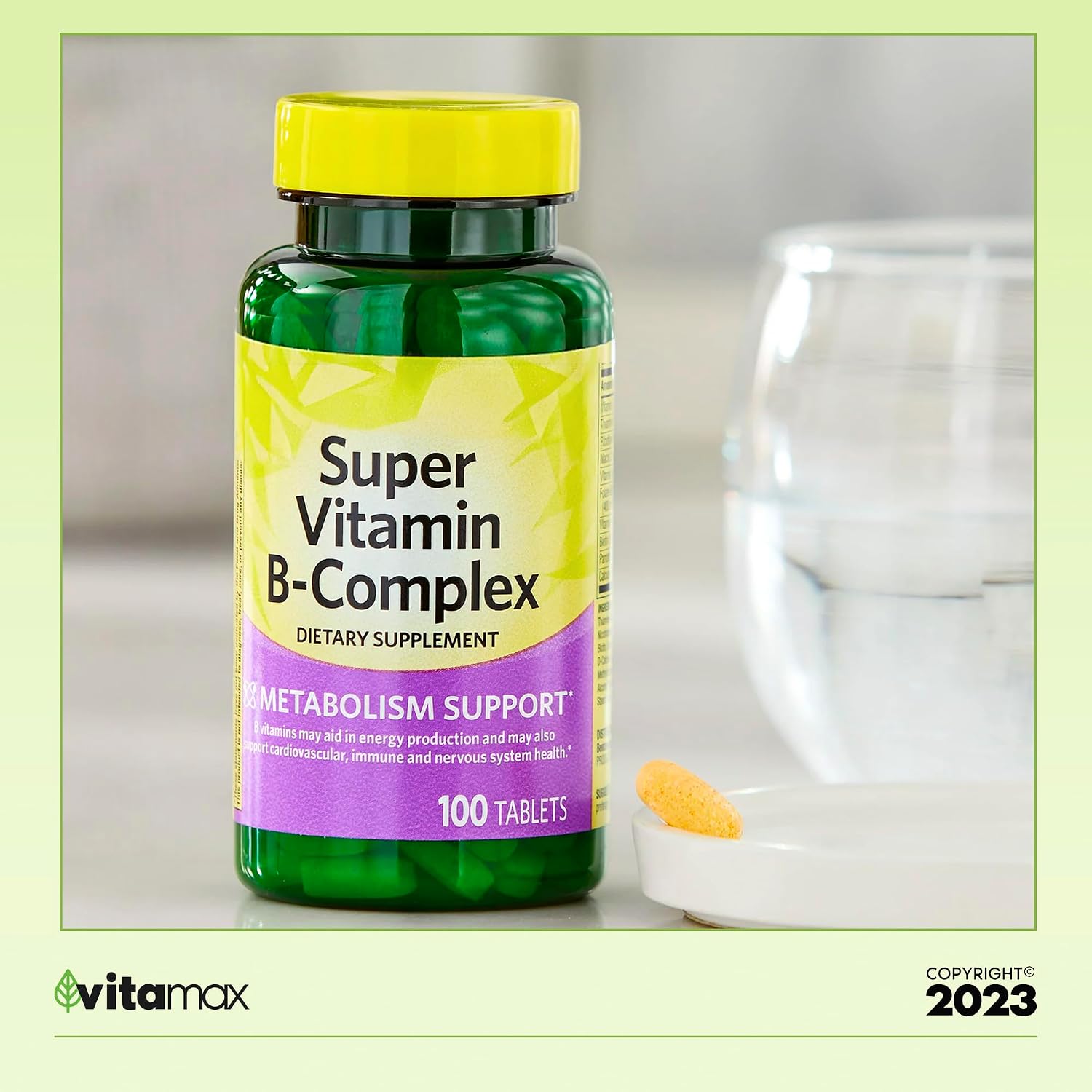 Spring Valley Super Vitamin B-Complex Tablets, 100 Comprimidos