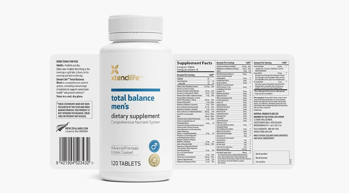 Xtendlife Total Balance Men's Multivitamin - – Vitaminas del grupo B: Ayudan a reducir el cansancio y la fatiga, y – Image 3