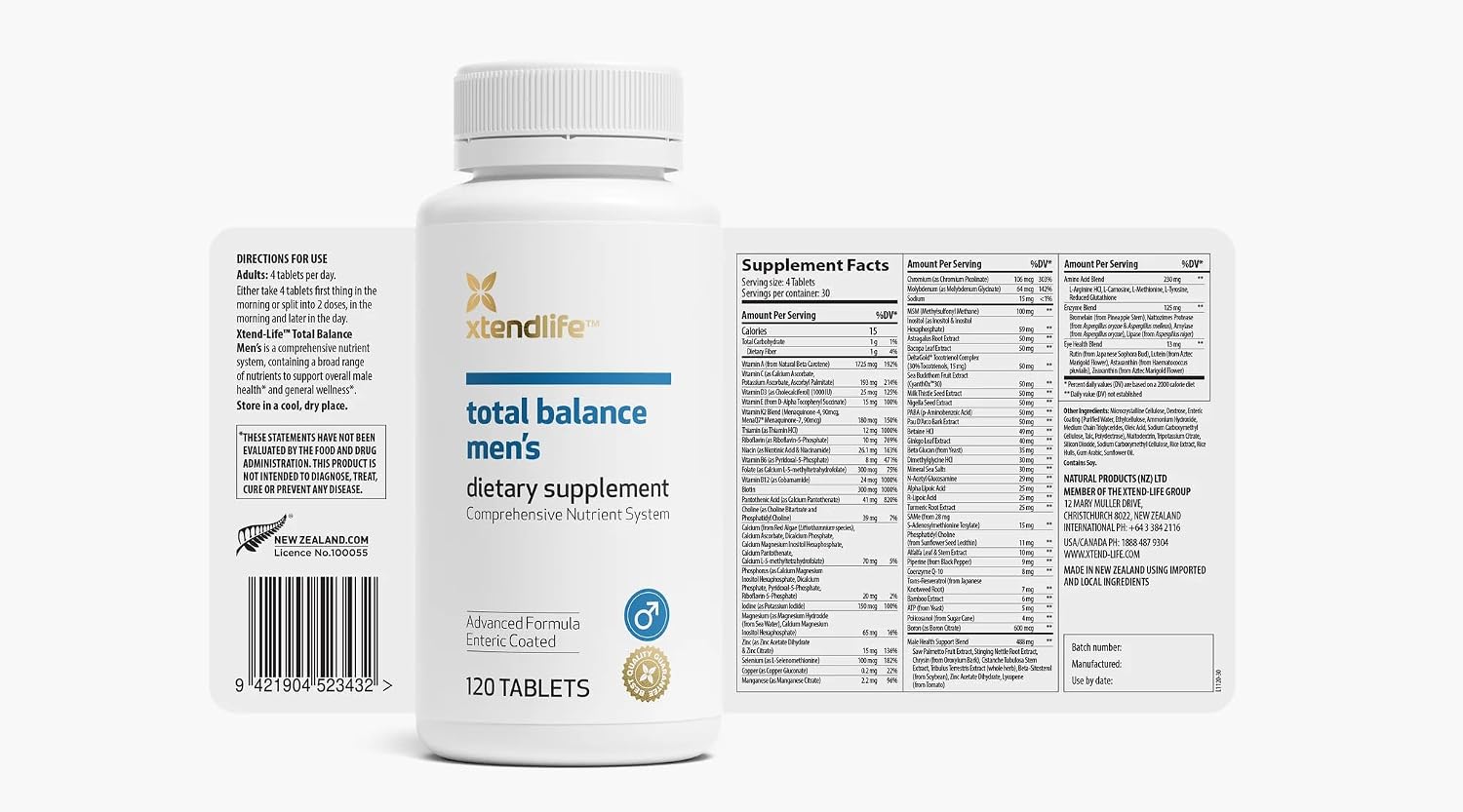 Xtendlife Total Balance Men's Multivitamin - Complejo Multivitamínico para Hombres