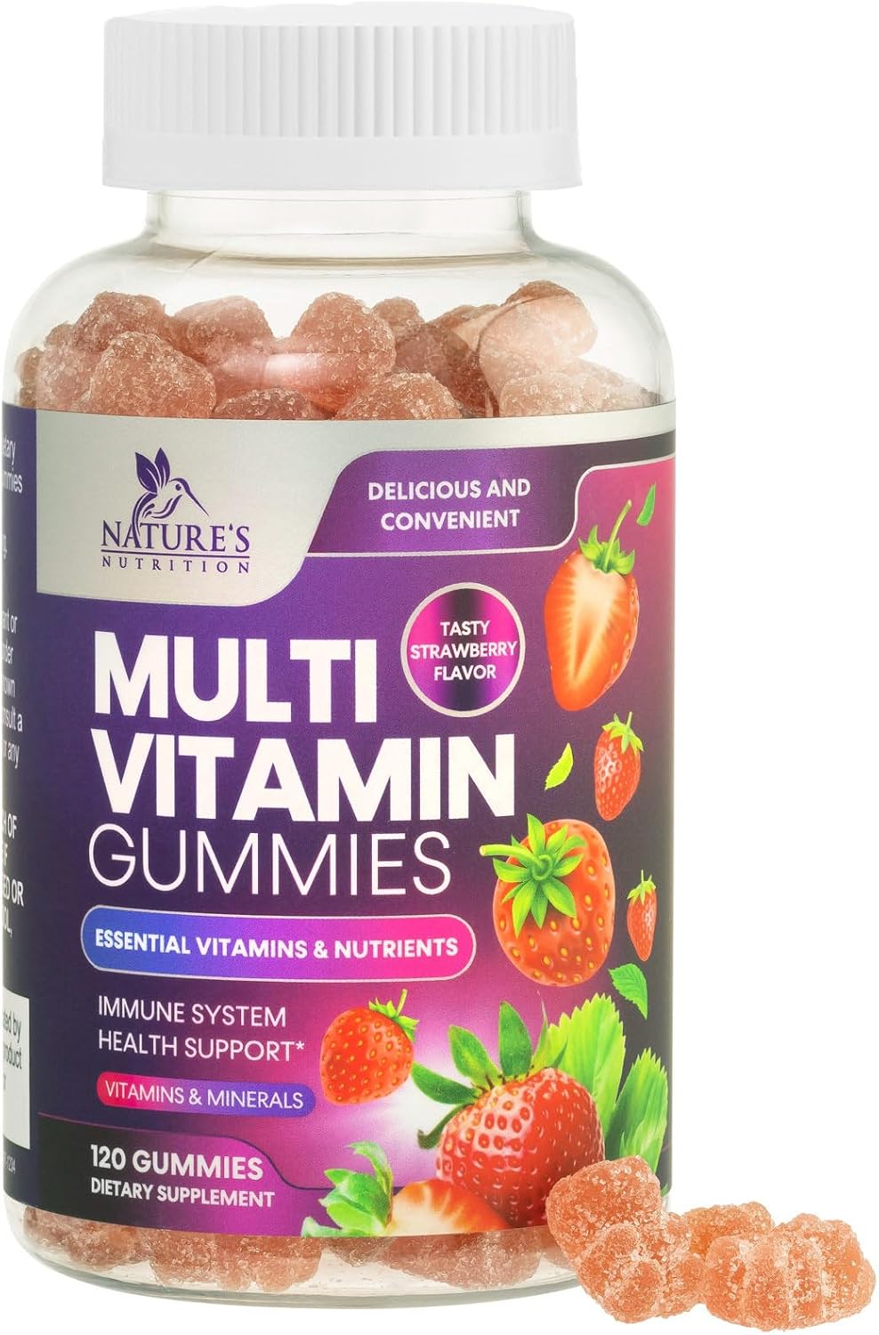 Gominolas Multivitamínicas para Adultos - Complejo Multivitamínico Diario con Vitaminas A, C, D, B12 para Mujeres y Hombres - 120 Gomitas