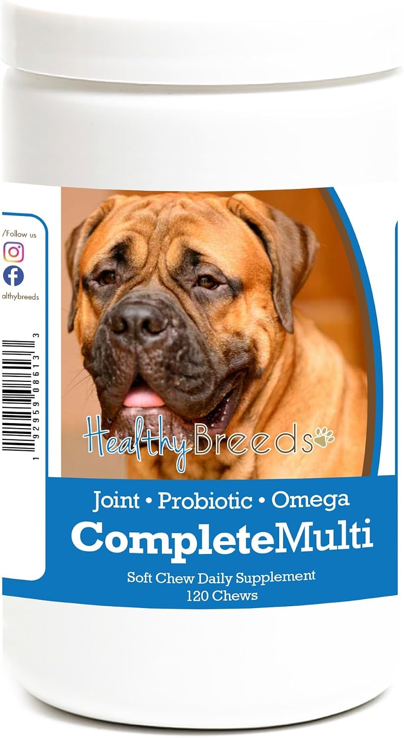 Healthy Breeds Bullmastiff Multivitamínico Todo en Uno Masticable Suave 120 Unidades