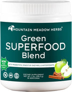 Mountain Meadow Herbs Green Superfood Blend – Mezcla de Superalimentos Verdes con Espirulina, Chlorella, Probióticos y Enzimas Digestivas – 30 porciones