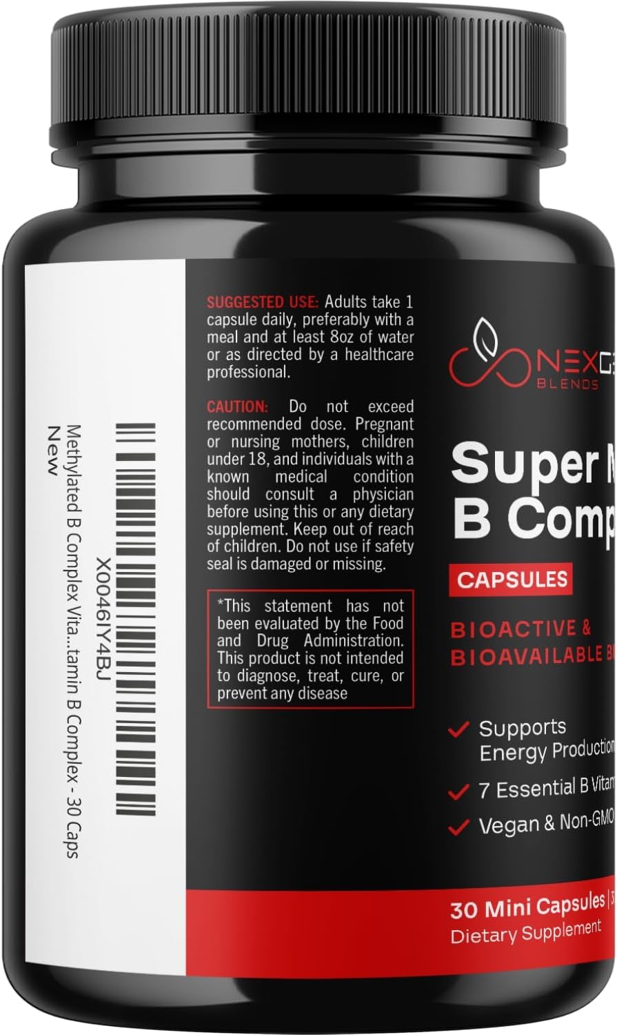 Complejo B Metilado - Suplemento de Vitaminas B con Metilfolato y Metilcobalamina, 30 Cápsulas