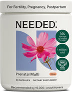 Needed. Multivitamínico Prenatal | Cápsulas para Embarazo, Lactancia y Postparto | Fórmula Completa con Metilfolato, Colina y Vitamina D3 | 90 Cápsulas (30 Días)