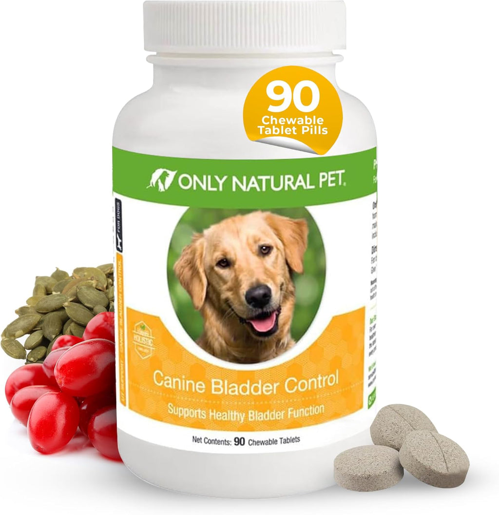 Only Natural Pet Canine Bladder Control - Suplemento para el control de la vejiga en perros - 90 comprimidos masticables (sabor a pavo natural)