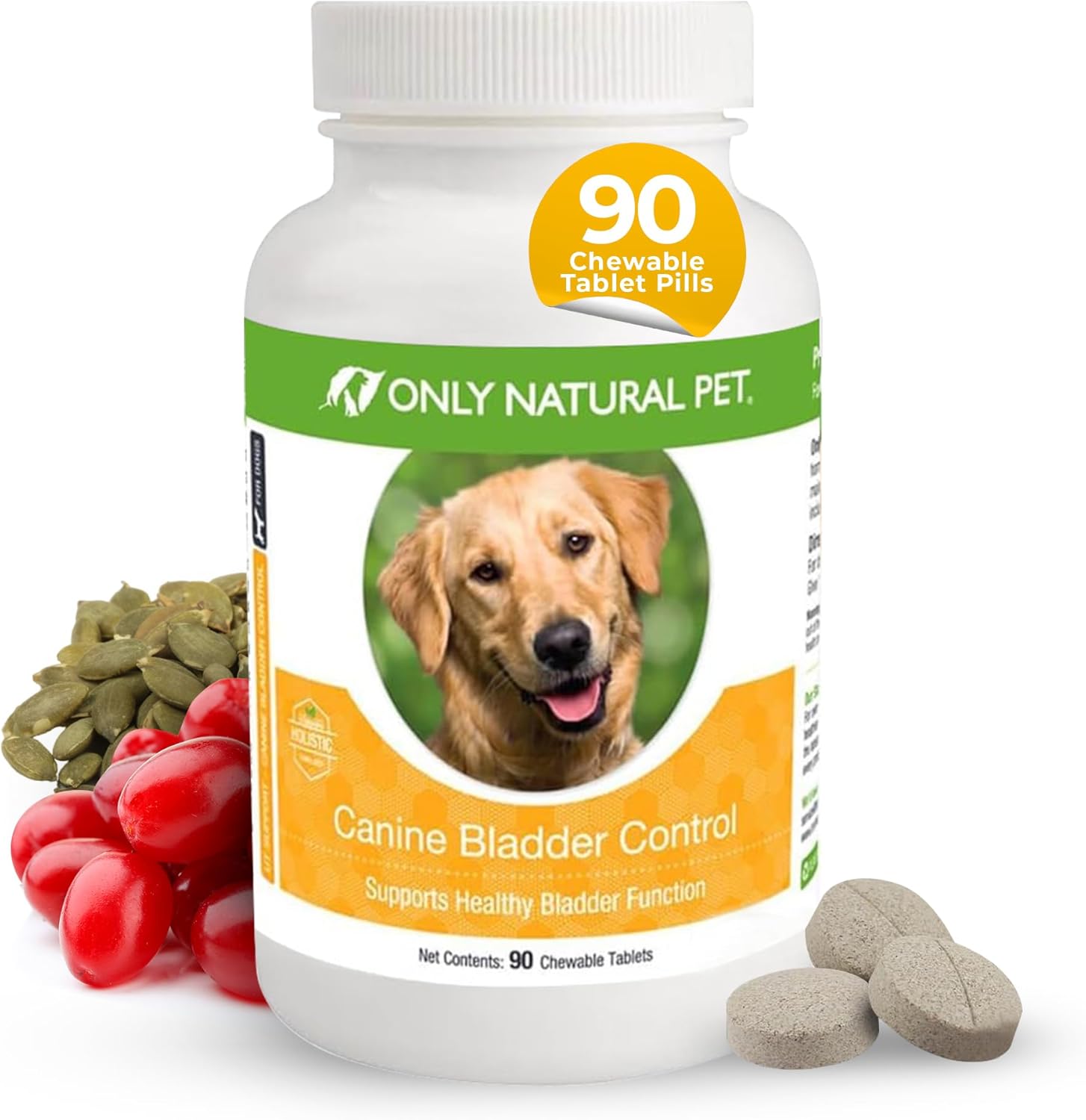 Only Natural Pet Canine Bladder Control - Suplemento para el control de la vejiga en perros - 90 comprimidos masticables (sabor a pavo natural)