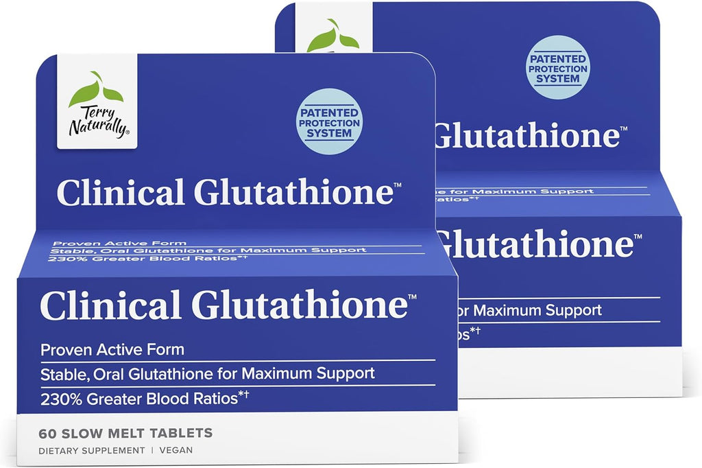 Terry Naturally Clinical Glutathione - Suplemento Antioxidante con L-Glutation - Alta Absorción - 60 Comprimidos Bucodispersables (Pack de 2)