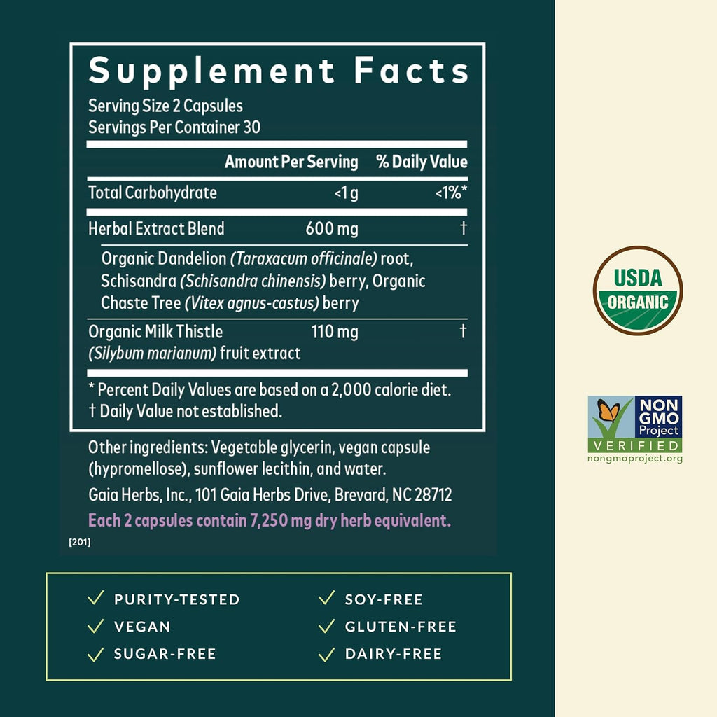 Gaia Herbs Period Cycle Support - Apoyo al Ciclo Menstrual con Vitex y Schisandra - 60 Cápsulas Veganas