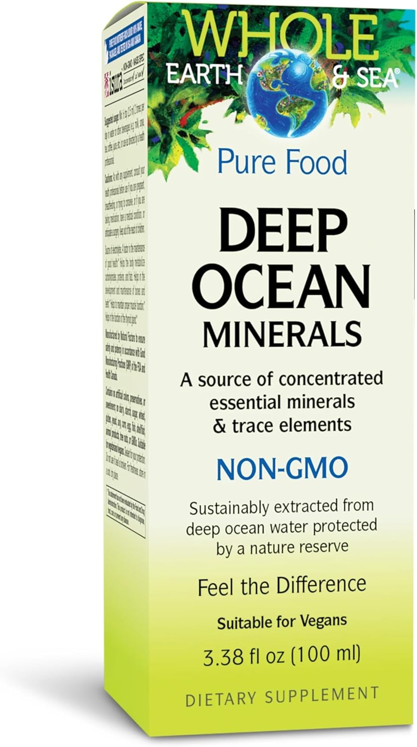 Natural Factors Whole Earth & Sea Minerales Marinos Profundos - Apoya el Equilibrio Electrolítico y la Salud Ósea* - Vegano - Sin Sabor - 3.38 oz