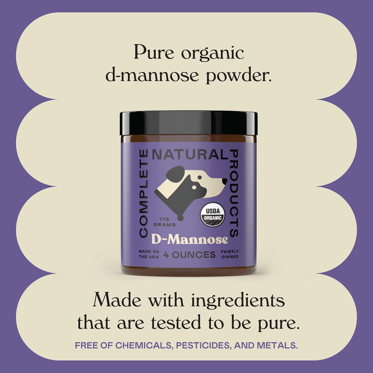CNP Organic D'Mannose Powder for Pets 4oz - Polvo de D-Mannosa Orgánica para Perros y Gatos