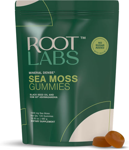 ROOT LABS Sea Moss Gummies con 92+ Minerales, Aceite de Semilla Negra y Ashwagandha KSM 66 | 1600 mg | 120 Gomitas – Image 1