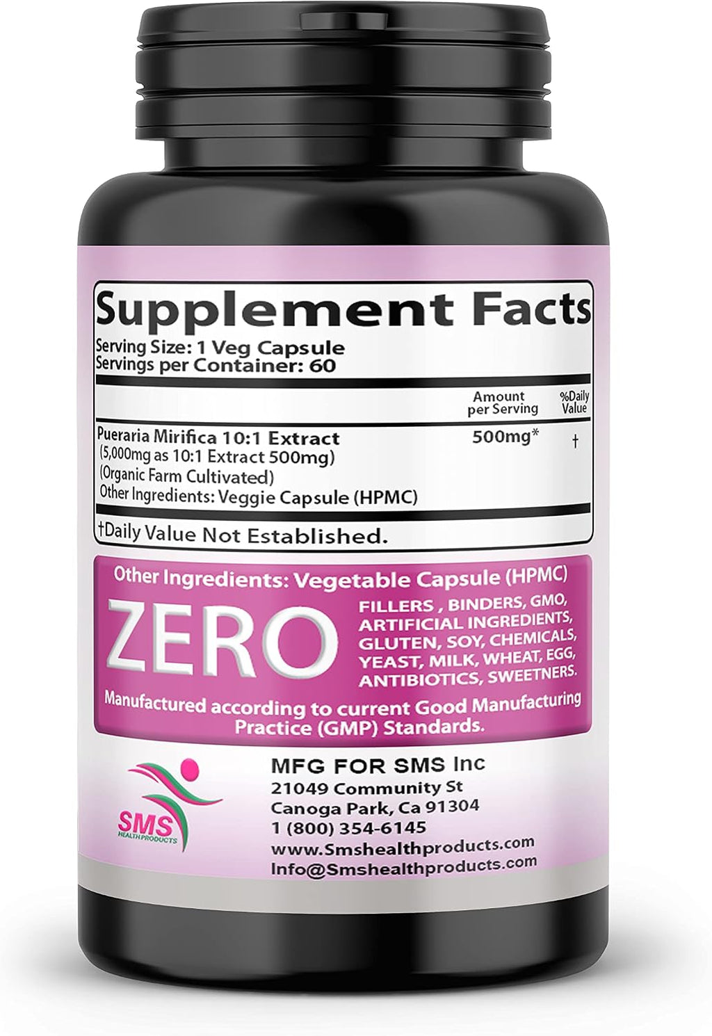 Pueraria Mirifica (Kwao Krua Kao) Extracto 10:1 - Suplemento Orgánico - 60 Cápsulas Veganas
