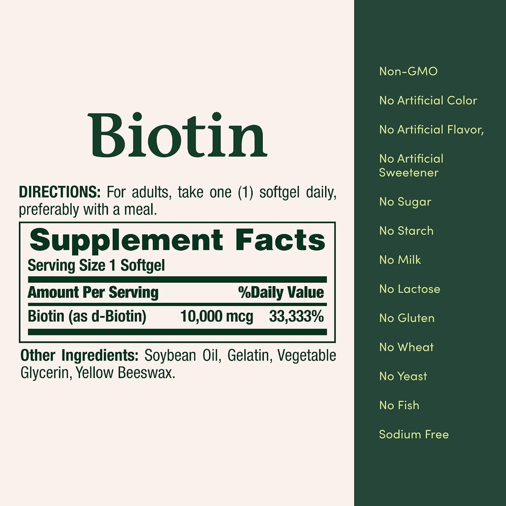 Nature's Bounty Biotina 10.000 mcg, 120 Cápsulas Blandas