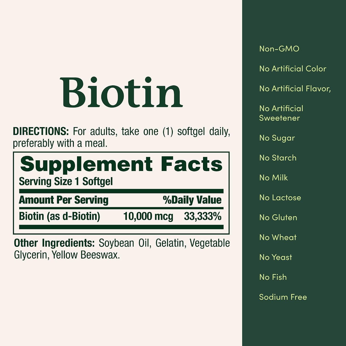 Nature's Bounty Biotina 10.000 mcg, 120 – El mantenimiento de las membranas mucosas en condiciones normales. – Image 5