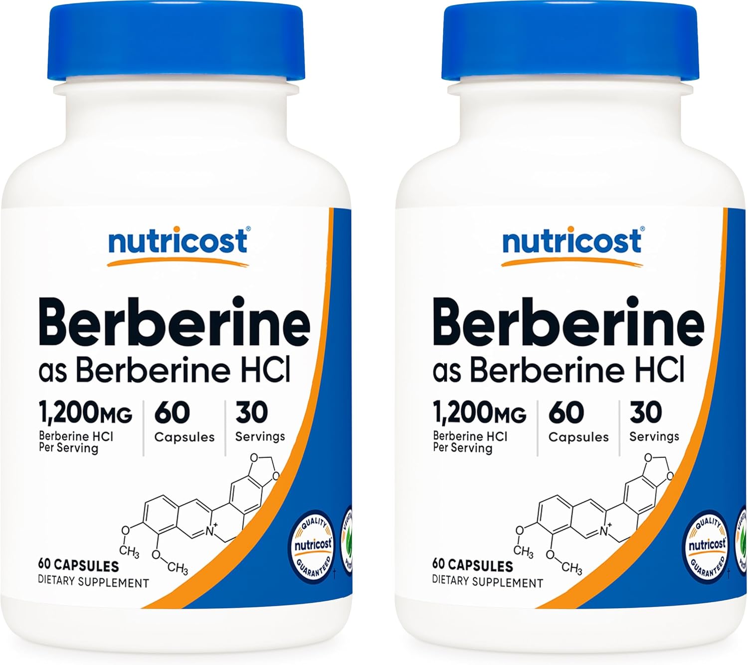 Nutricost Berberine HCl 600 mg, 120 Cápsulas Veganas (2 Frascos)