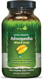 Irwin Naturals Extra Strength Ashwagandha Mind & Body Support – 60 Soft-Gels Líquidos