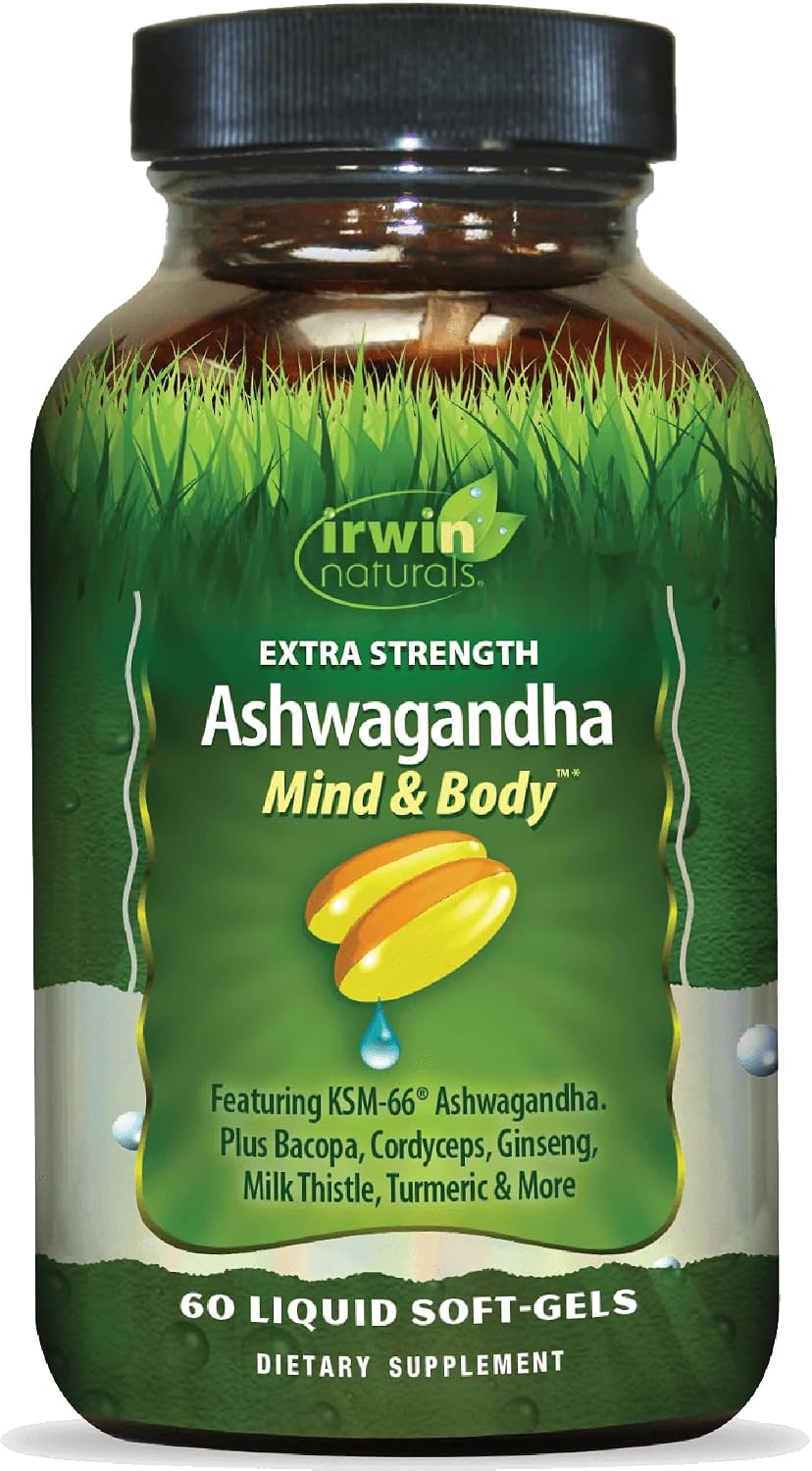 Irwin Naturals Extra Strength Ashwagandha Mind & Body Support – 60 Soft-Gels Líquidos