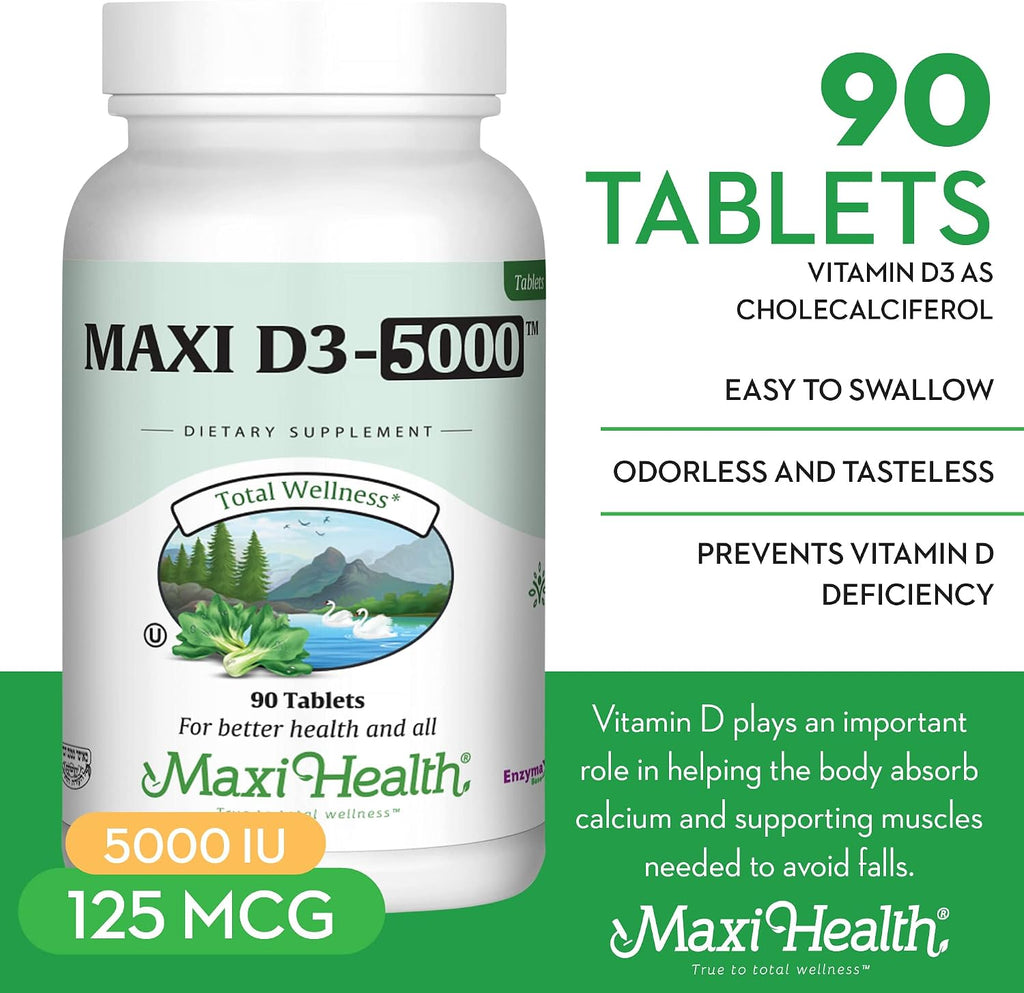 Maxi Health Vitamina D3 5000 UI (125 mcg) - 90 Comprimidos
