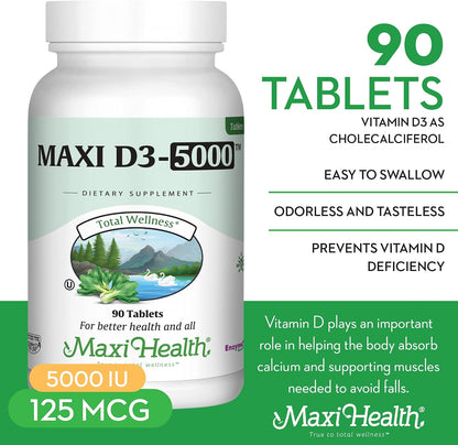 Maxi Health Vitamina D3 5000 UI (125 mcg) - – Sistema inmunitario: Ayuda al funcionamiento normal del sistema – Image 3
