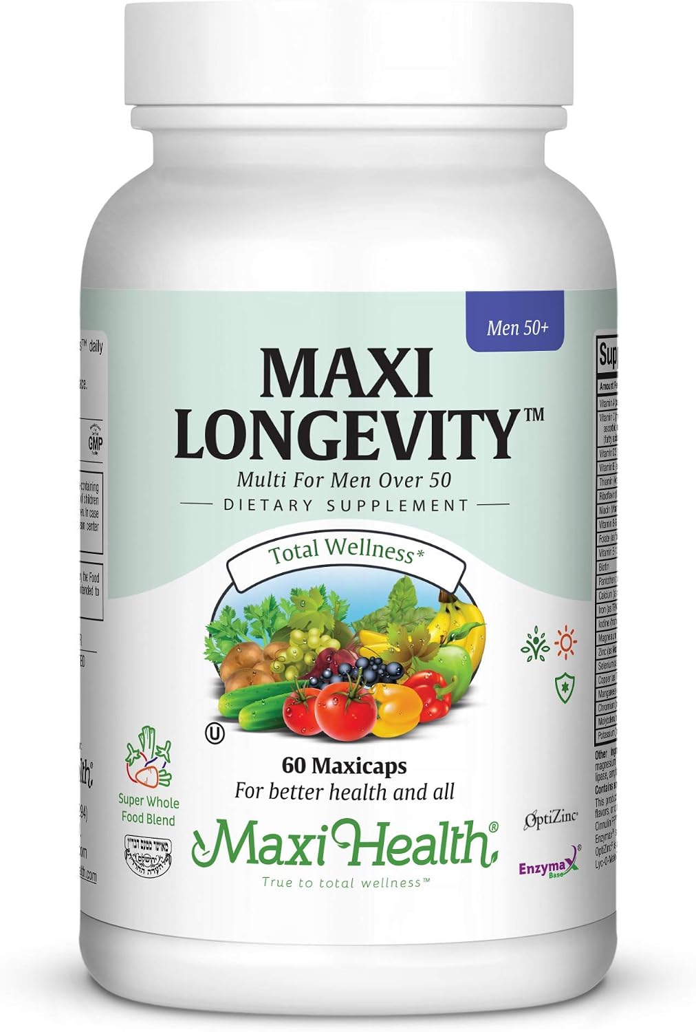 Maxi Health Multivitamin 50 Plus - Multivitamínico Diario para Mujeres Mayores de 50 con Vitamina B12, A, D, C, Zinc y Magnesio - No Transgénico, 60 Comprimidos