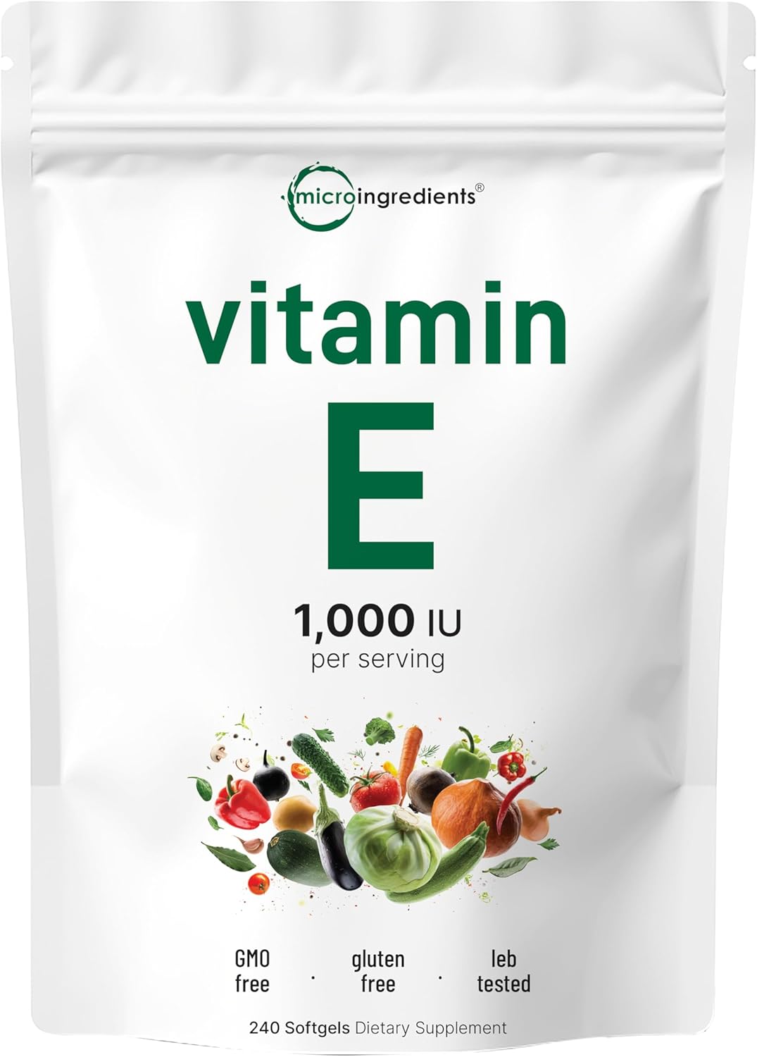 Micro Ingredients Vitamin E 1000 IU (450 mg) Per Serving, 240 Softgels | Daily Vitamin E Supplement | 4-Month Supply | – Image 1