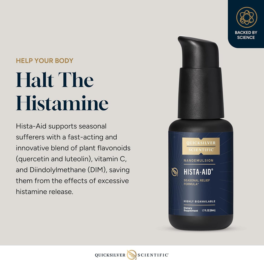 Quicksilver Scientific Nanoemulsified Hista-Aid - Flavonoides para niveles saludables de histamina - Vitamina C liposomal, DIM, Luteolina y Quercetina (50 ml)