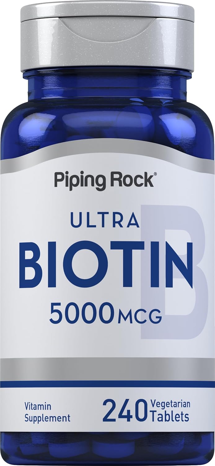 Piping Rock Biotina 5000mcg | 240 Comprimidos | Suplemento de Vitamina B7 | Vegetariano, Sin Gluten, No-GMO