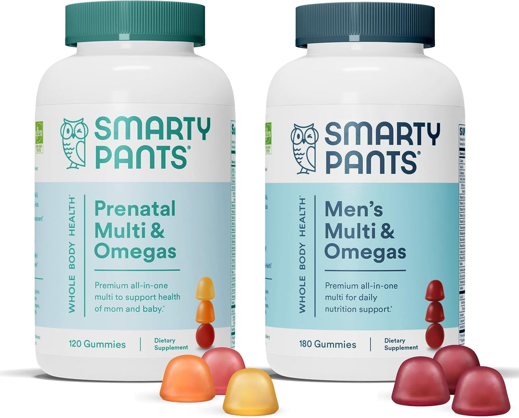 SmartyPants Vitaminas Prenatales Orgánicas, Gominolas Multivitamínicas: Biotina, Metilfolato, Omega 3 (ALA), Vitamina D3, C, B12, B6, A, K2 y Zinc, Colina, Vegetariano, 180 unidades (45 días)