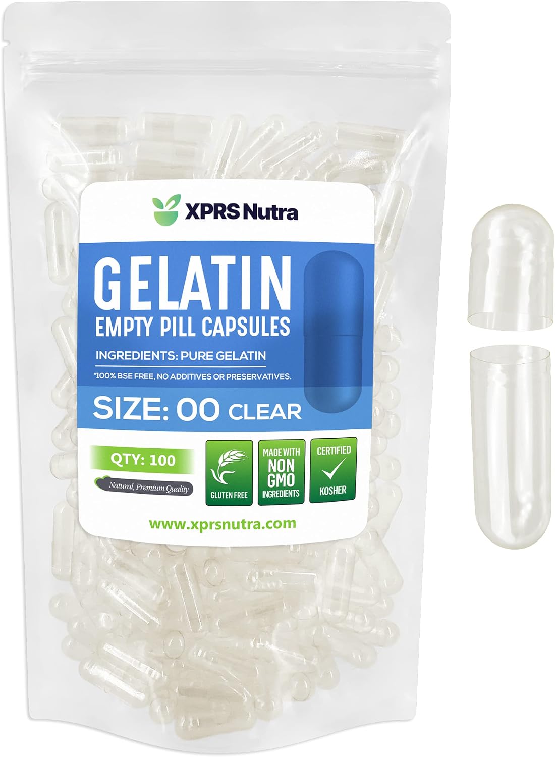 XPRS Nutra Empty Capsules Size 00 - 100 Gelatin pcs