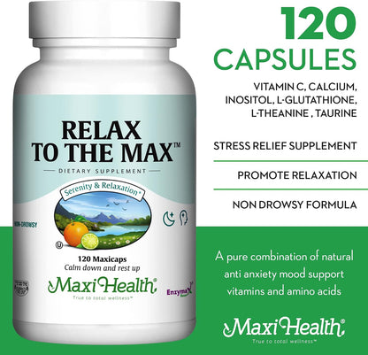 Relax to The Max de Maxi Health - 120 – L-Teanina: Aminoácido presente en el té verde, conocido por inducir un – Image 3