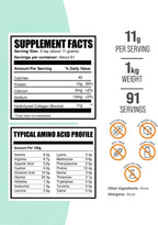BulkSupplements.com Péptidos de Colágeno en Polvo - Colágeno Bovino Hidrolizado, Sin Sabor, 11 g por ración, 1 kg