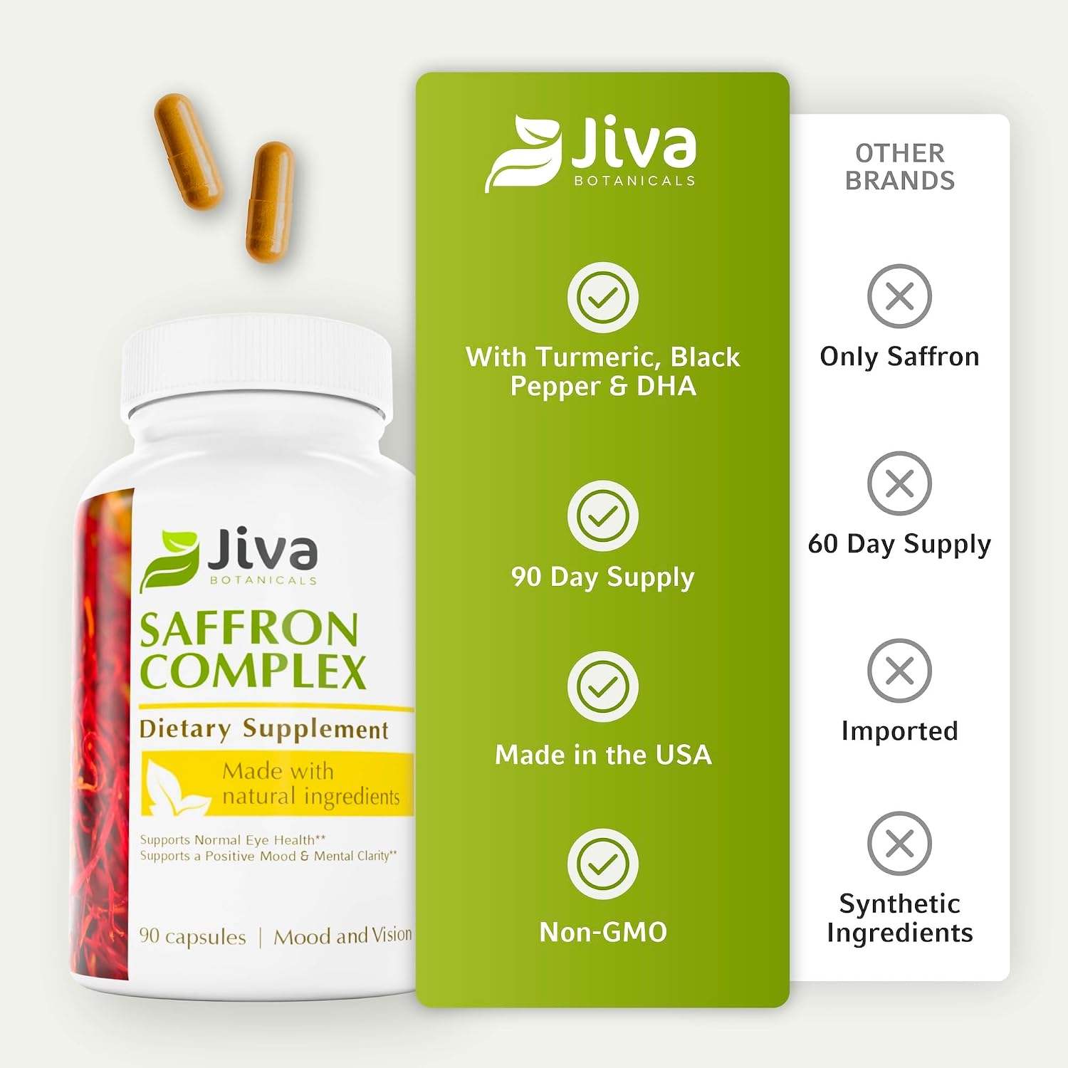 Jiva Saffron - Suplemento de Azafrán, Cúrcuma y Pimienta Negra