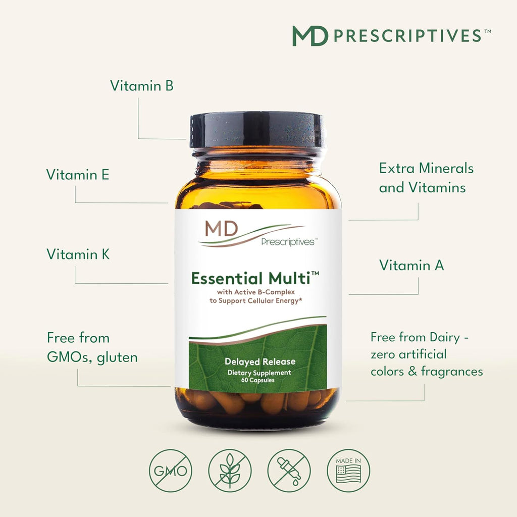 MD Prescriptives - Essential Multi (Liberación Retardada) - Complejo Multivitamínico y Mineral para Apoyo Hormonal - 60 Cápsulas