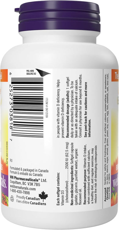 Webber Naturals Vitamina D3 2500 IU Extra – Mantenimiento de los huesos en condiciones normales : La vitamina D – Image 9