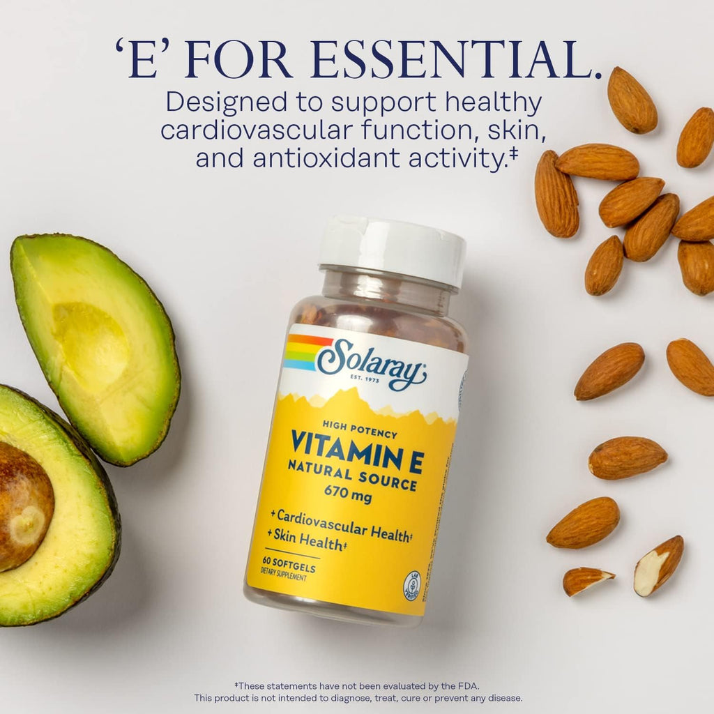Solaray Vitamina E 1000 UI - 60 Cápsulas Blandas de d-Alfa-Tocoferol Natural