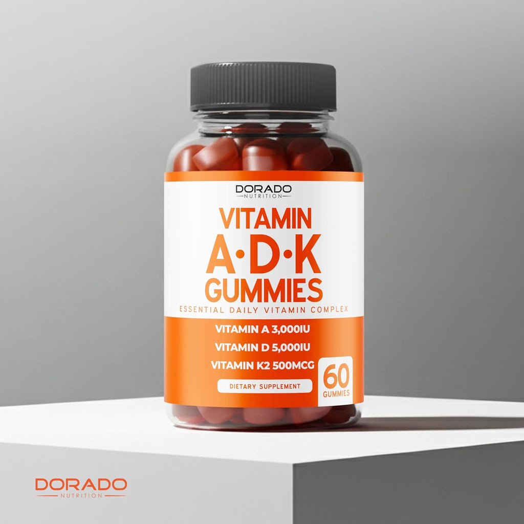 ADK Gummies Vitamina D3 K2 (60 Gominolas Sin Azúcar) - 10000 UI / 5000 UI - Sabor Frambuesa - Vegano - No GMO