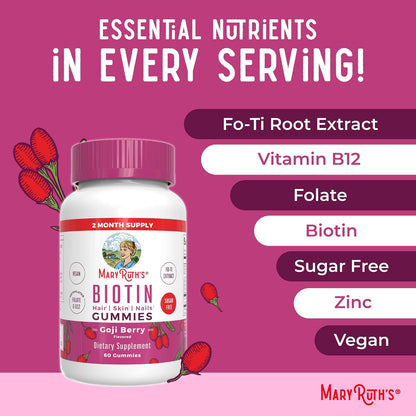 MARYRUTH'S Organics Biotin Gummies - – La biotina contribuye al funcionamiento normal del sistema nervioso. – Image 7