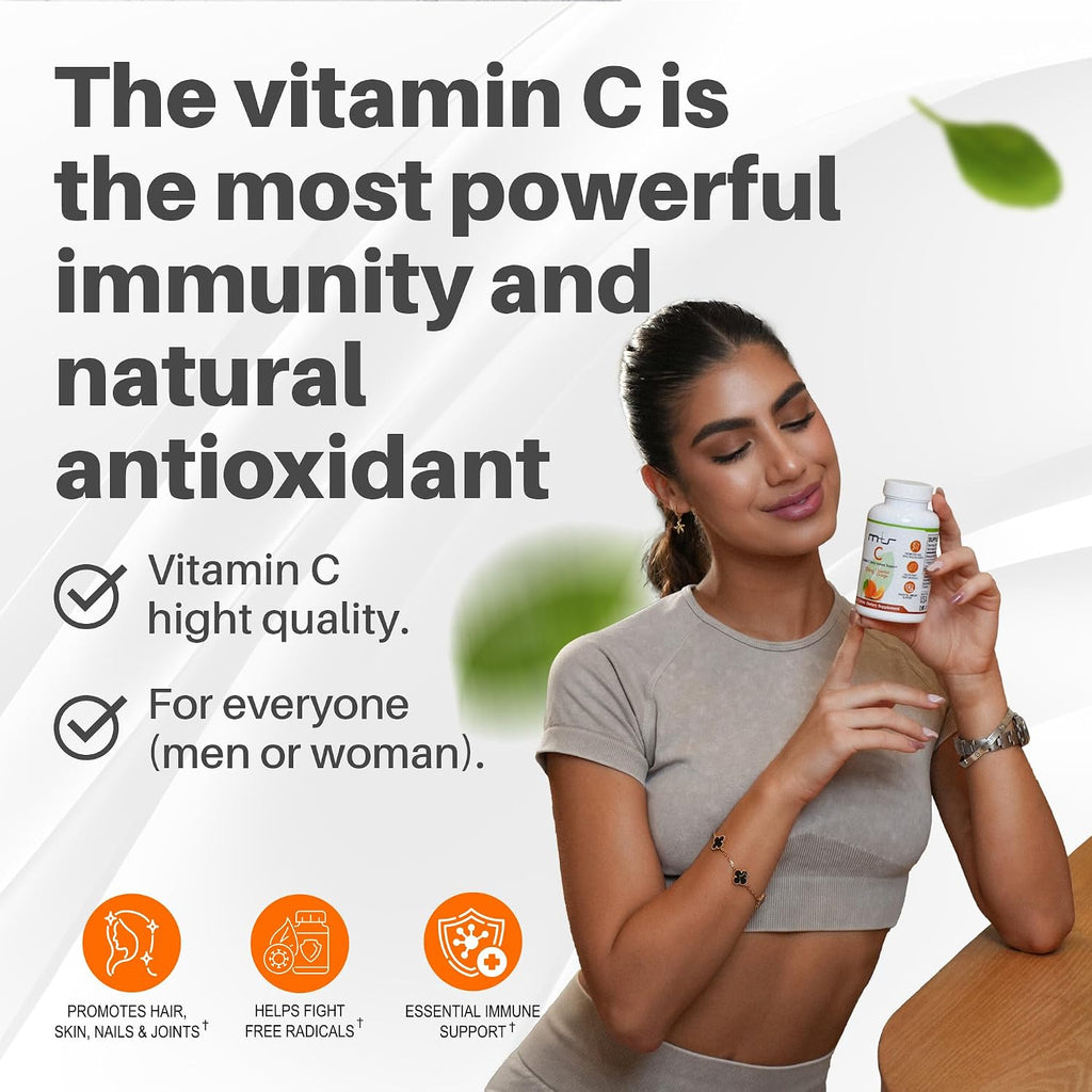 M+S Vitamina C 500 mg – 100 Comprimidos – Vegano, Sin Azúcar, Sabor Naranja