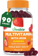 Lifeable Multivitamínico con Hierro para Adultos – 13 Vitaminas y Minerales Esenciales – 90 Gomitas