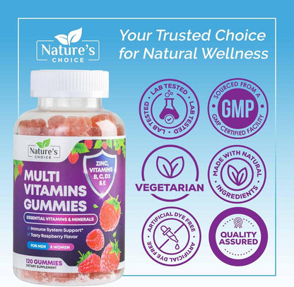 Nature's Choice Multivitamin Gummies for – Vitamina E: Ayuda a proteger las células frente al estrés oxidativo. – Image 4