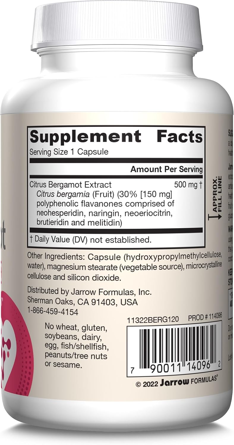 Citrus Bergamot 500 mg - 120 Cápsulas Veganas - Jarrow Formulas