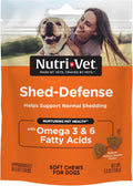 Nutri-Vet Shed Defense Snacks Blandos para Perros - Suplemento para Piel y Pelaje con Omega 3 de Aceite de Pescado, 60 Snacks