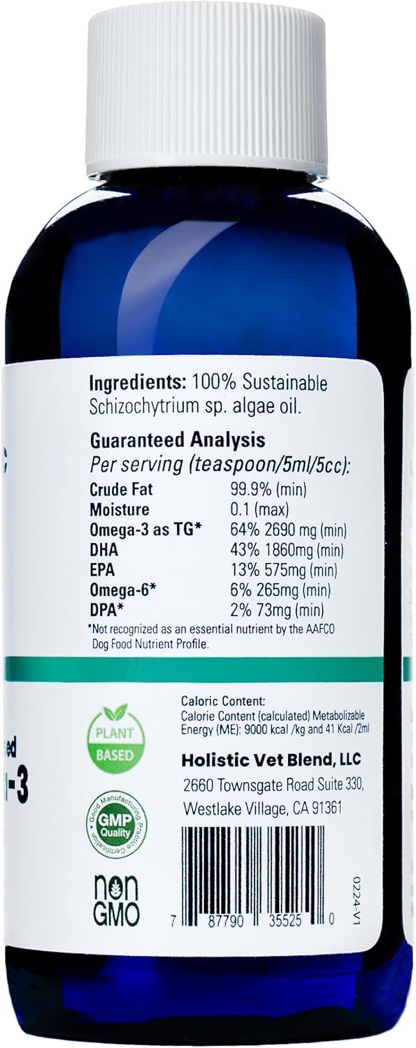 Holistic Vet Blend Green Omega-3 Oil - Aceite de Algas Marinas para Mascotas