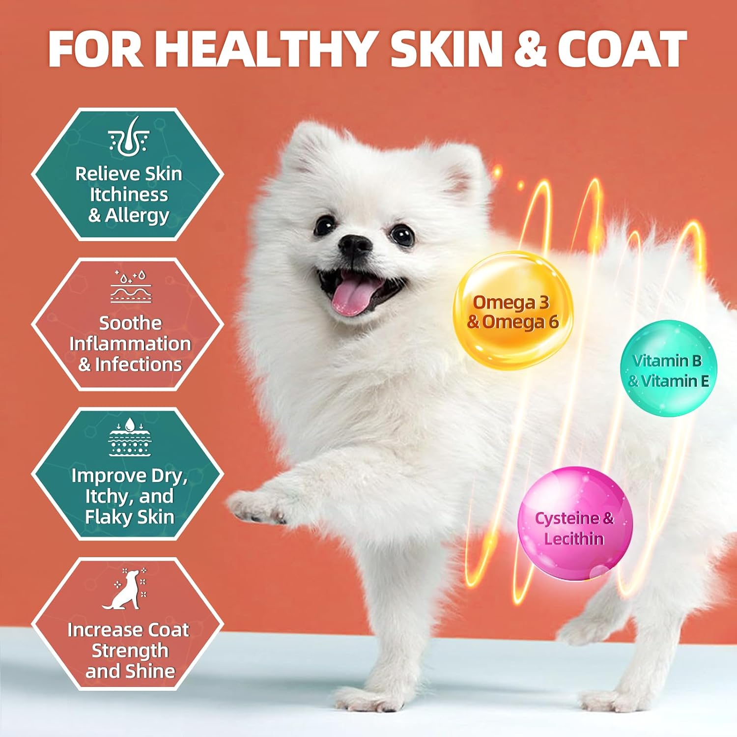 Multivitamínico para perros con glucosamina, omega 3, minerales, probióticos y enzimas - 120 masticables sabor pollo