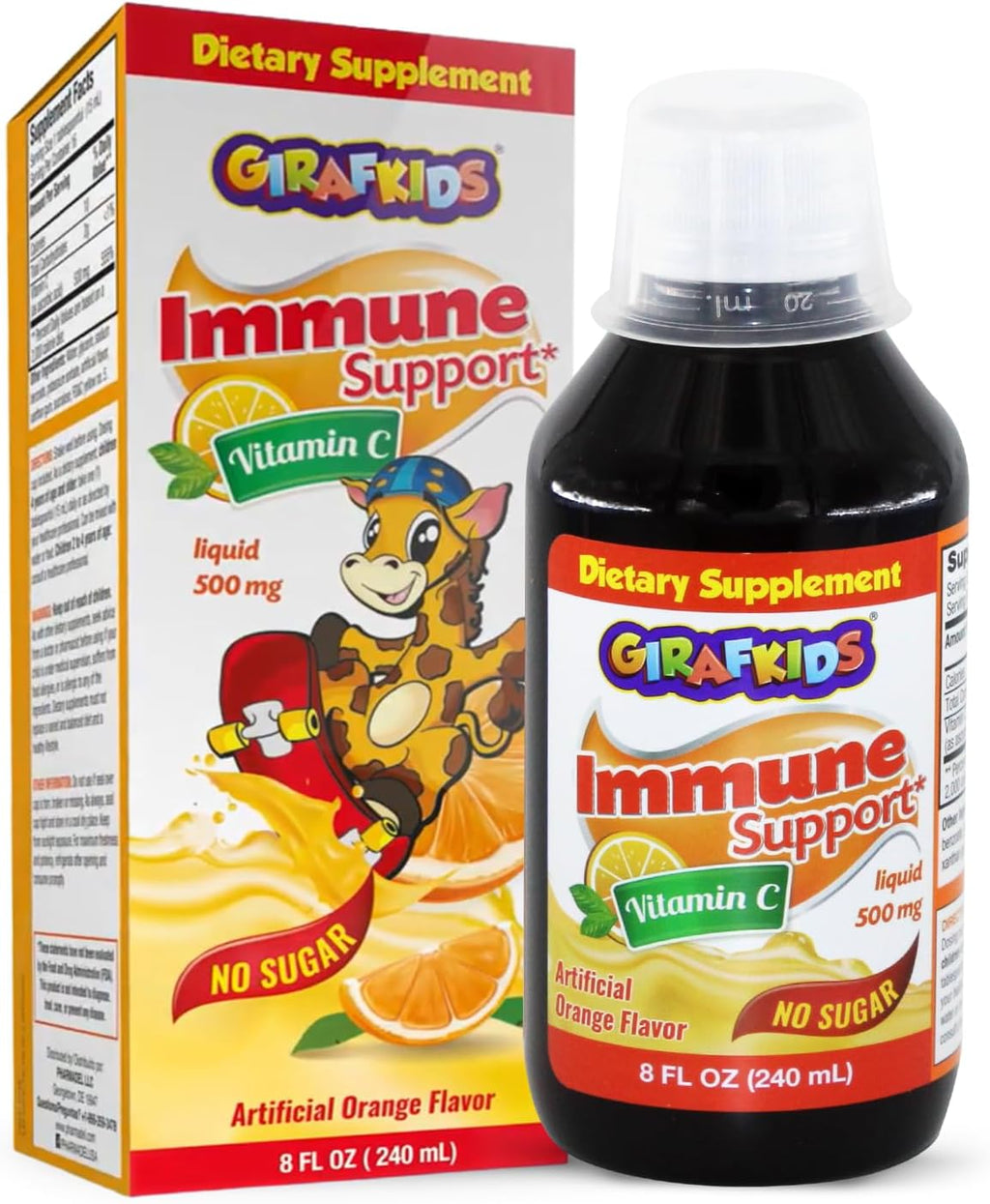 GirafKids Multivitamínico Líquido para Niños (237 ml) - con Biotina, Vitamina A, Complejo B, Ácido Fólico, Omega-3 y Beta Glucano
