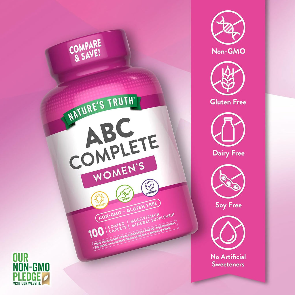 Nature's Truth Multivitamínico para Mujeres con Hierro | 100 Comprimidos | Sin OGM y Sin Gluten