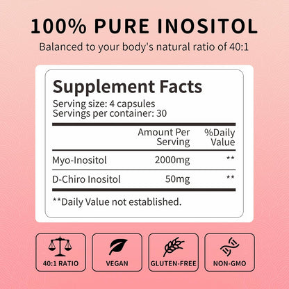 RUNICA Myo-Inositol & D-Chiro Inositol (40:1 Ratio) - 120 Cápsulas Veganas, Pack de 30 Días – Image 3
