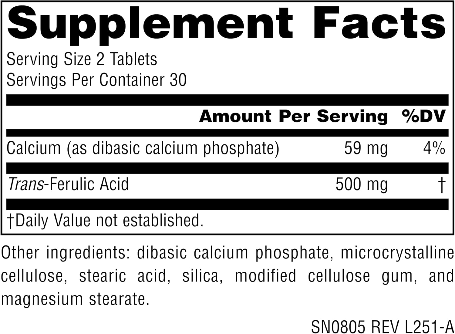 Source Naturals Athletic Series, Ácido Ferúlico Trans, 250 mg, 60 Comprimidos