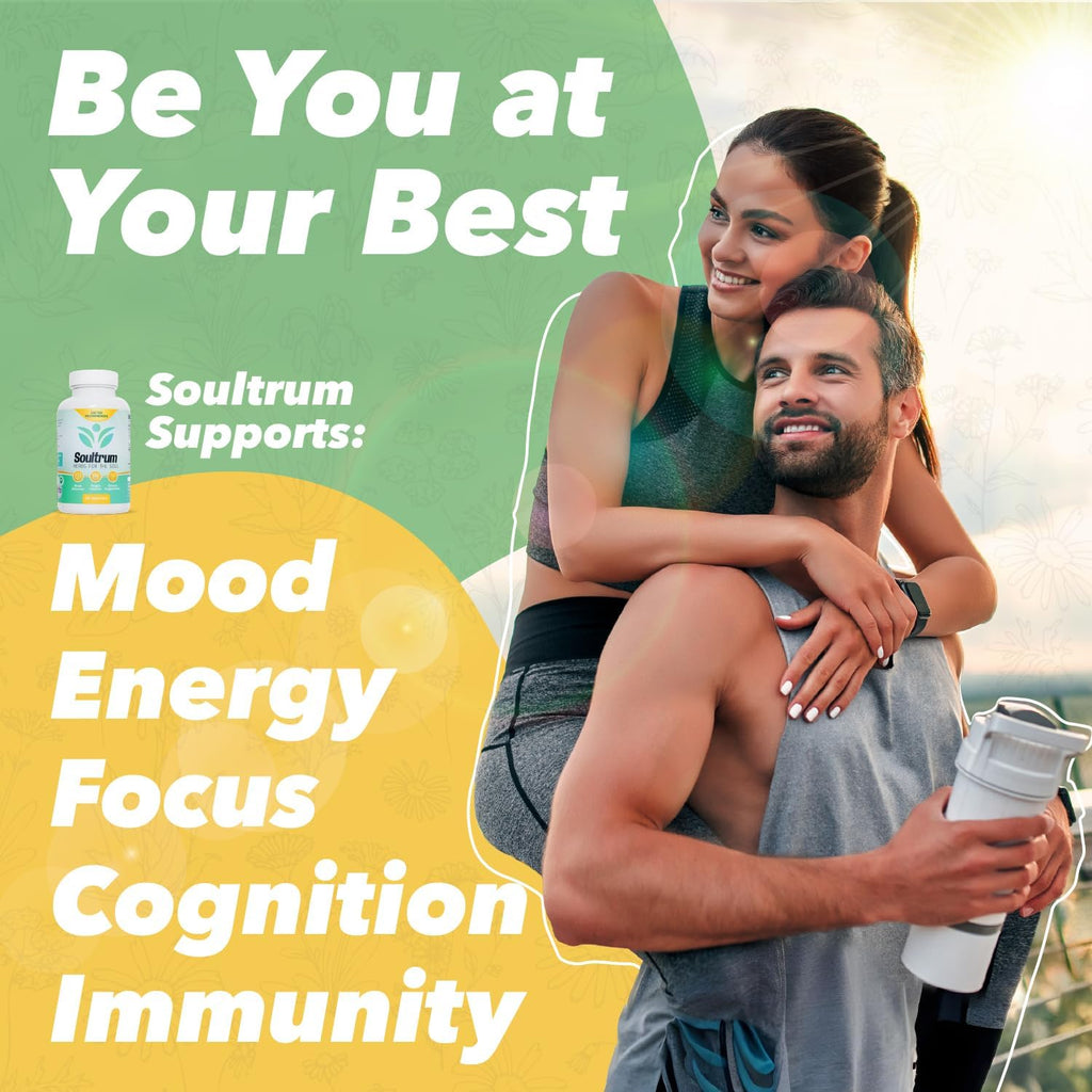 Soultrum Mood Support Supplement - Fórmula diaria con azafrán, ashwagandha, omega 3 y más - 60 cápsulas