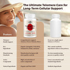 Telomere Lengthening Supplements – Astragalus, Gotu Kola, Vitaminas D3 y Folato – Cápsulas Veganas (2 Envases)